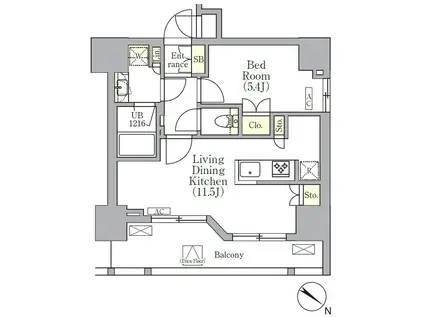 ORSUS 三ノ輪(1LDK/10階)の間取り写真