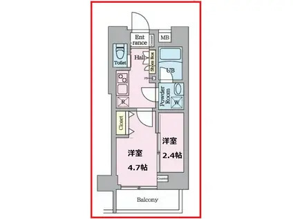 ハイズ桜橋ミライズ(2K/3階)の間取り写真
