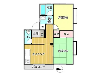 ヒバリーヒルズ(2DK/2階)の間取り写真