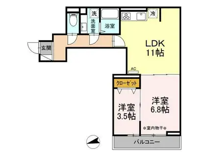 セレスティア東葛西(2LDK/3階)の間取り写真