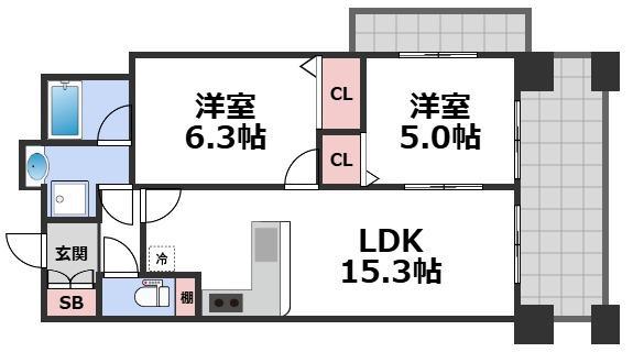 エステムコート京橋セレブIポーラスター(1SLDK/9階)の間取り写真