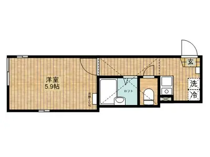 グランデ・ヴィータ1(1K/2階)の間取り写真