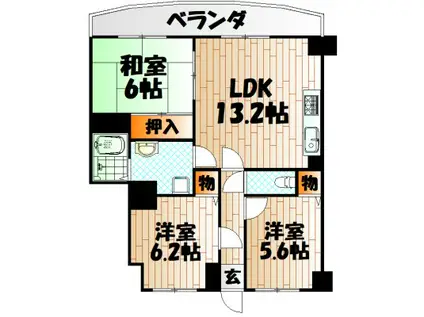 第壱上野マンション(3LDK/7階)の間取り写真
