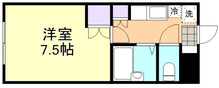 倉敷ライフ・キャンパスB棟(1K/2階)の間取り写真