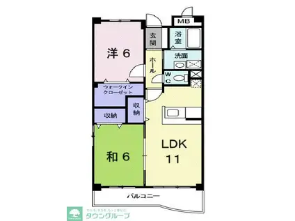 プリムヴェール(2LDK/2階)の間取り写真