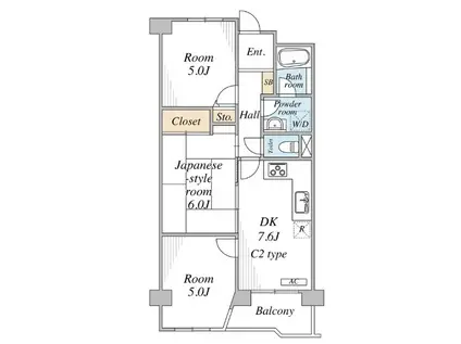 ファーストパレス与野本町(3DK/5階)の間取り写真
