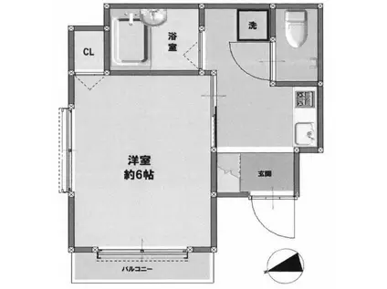 メゾンユニソール神楽坂(1K/1階)の間取り写真