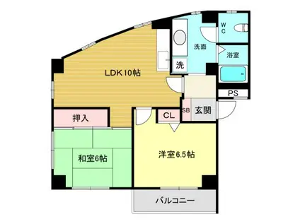 REVE甲東園I・II(2LDK/3階)の間取り写真