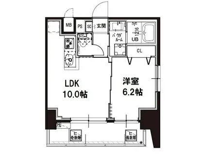 メゾンドアーク南大井(1LDK/10階)の間取り写真