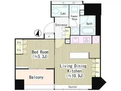 パークリュクス西麻布(1LDK/11階)の間取り写真