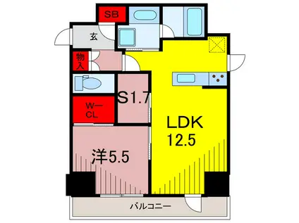 プレミア亀有(1LDK/5階)の間取り写真
