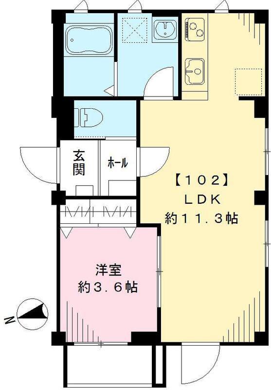 SOARE YUTENJI ソアレ祐天寺(1LDK/1階)の間取り写真