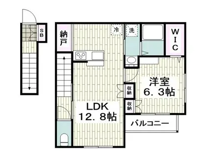 サンエイトレジデンス(1LDK/2階)の間取り写真