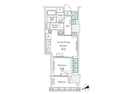 ロイヤルパークス品川(1LDK/3階)の間取り写真