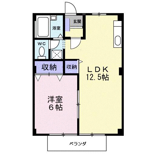 シティハイツ矢吹(1LDK/2階)の間取り写真