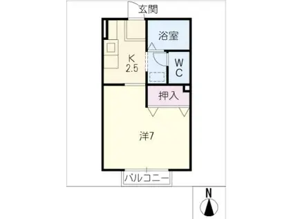 ヴェルドミール・AYA(1K/2階)の間取り写真
