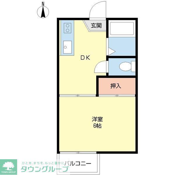 ヘリオドール(1DK/2階)の間取り写真