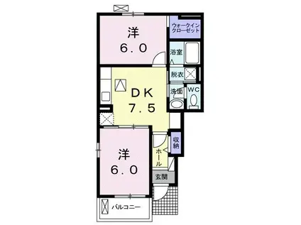 シティ クレメント(2DK/1階)の間取り写真