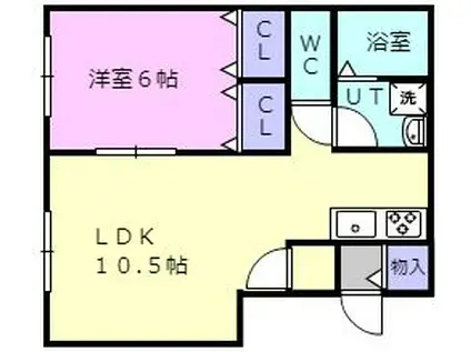 メゾン・ラ・ファイエット苫小牧I(1LDK/1階)の間取り写真