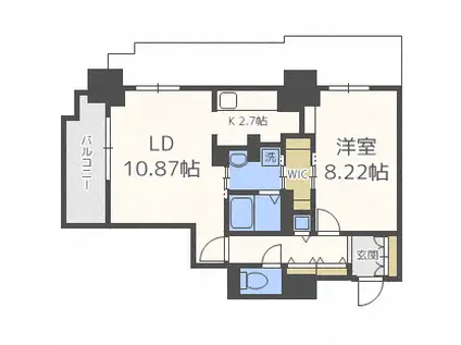 パシフィックタワー札幌(1LDK/23階)の間取り写真