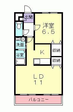 アメニティハウス(1LDK/2階)の間取り写真