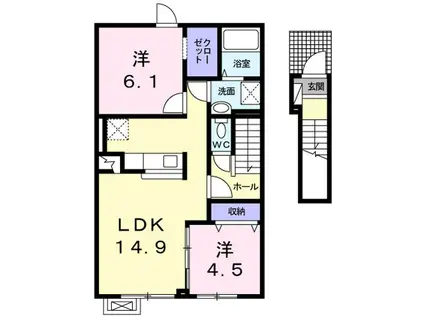 メゾンKT13号館(2LDK/2階)の間取り写真