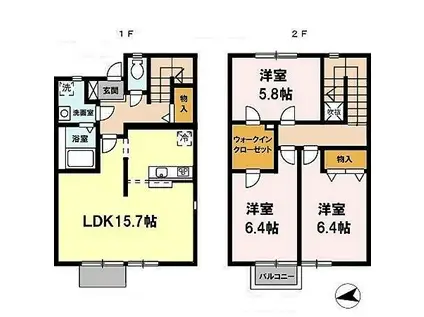 CASABLANCA(3LDK/1階)の間取り写真