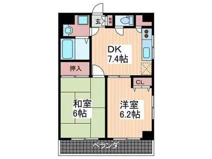 第6メゾン榎町(2DK/2階)の間取り写真