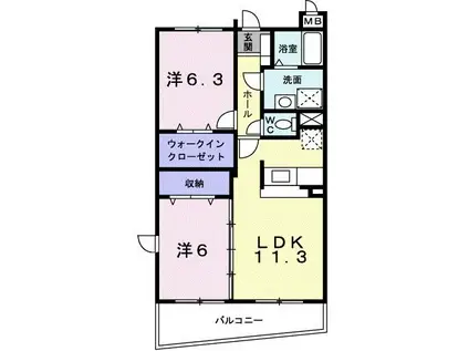 グランラフィネ(2LDK/3階)の間取り写真