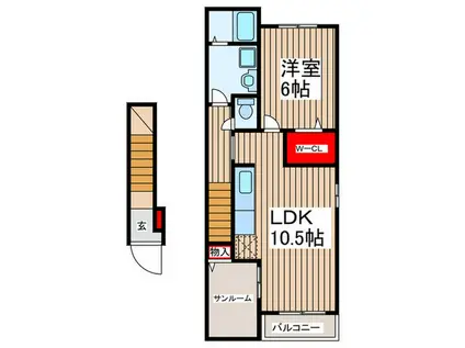 仏子駅 徒歩12分   1LDK(1LDK/2階)の間取り写真