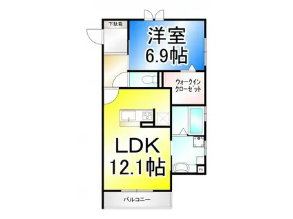 グレイスステージ稲葉(1LDK/2階)の間取り写真