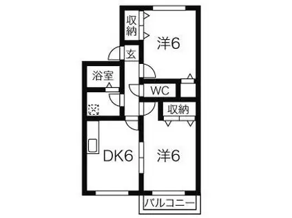アミティ植田(2DK/2階)の間取り写真