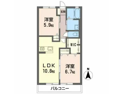 プレジール(2LDK/2階)の間取り写真