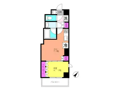 デュオステージ町田MAXIV(1DK/4階)の間取り写真