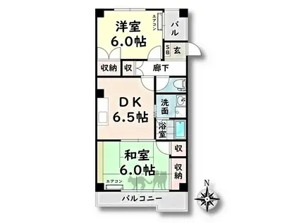 リバーサイドマンション青山(2DK/3階)の間取り写真
