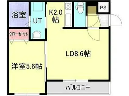 A BOND桑園弐番館(1LDK/2階)の間取り写真