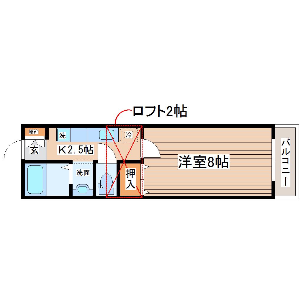 ウエストキャッスル河原町(1K/1階)の間取り写真