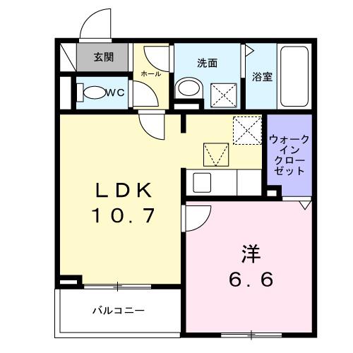 ヒカルサ明石土山(1LDK/1階)の間取り写真
