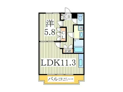クレメント駒木C(1LDK/1階)の間取り写真