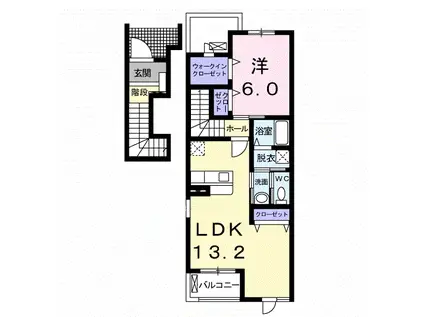 サウスSUNFLOWER(1LDK/2階)の間取り写真