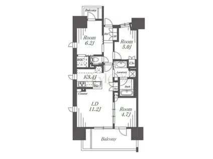 プラウド高岳カームコート(3LDK/12階)の間取り写真