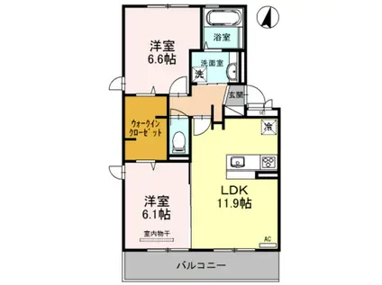 オーヴェスト(2LDK/2階)の間取り写真