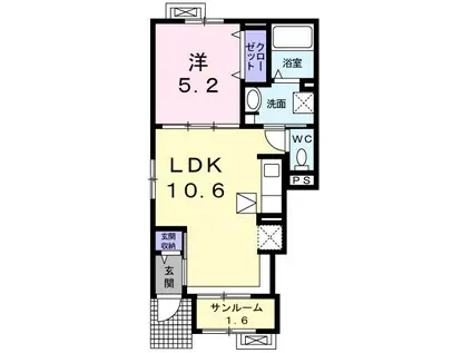 ハーミット・クラブ 古河(1LDK/1階)の間取り写真