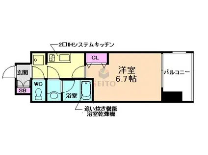 ファーストフィオーレ江坂ウエスト(1K/3階)の間取り写真