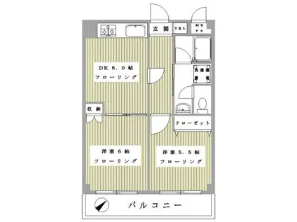 ア・ボートルサンテ東館(2DK/5階)の間取り写真