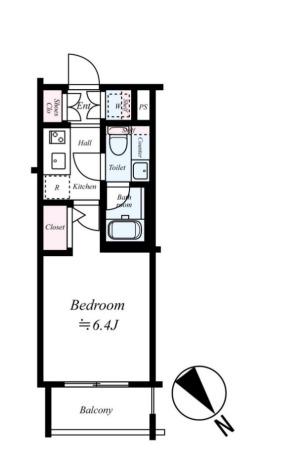 PREMIUM CUBE大崎(1K/2階)の間取り写真