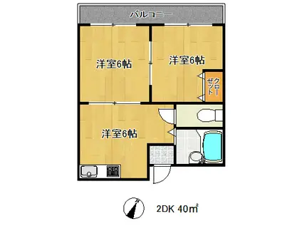 グランディーエフケー(2DK/2階)の間取り写真