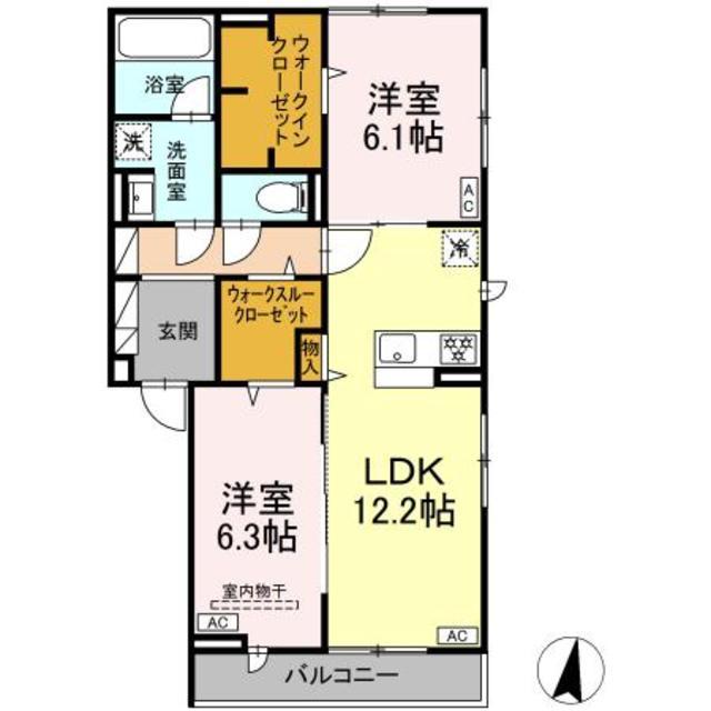 CRASPEDIA(2LDK/2階)の間取り写真