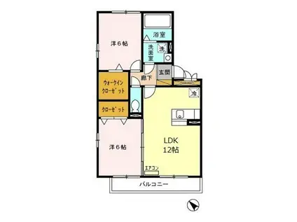 セジュールZEN弐番館(2LDK/2階)の間取り写真