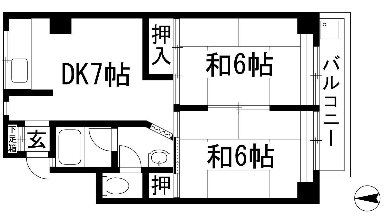 石澄ハイツ(2DK/4階)の間取り写真